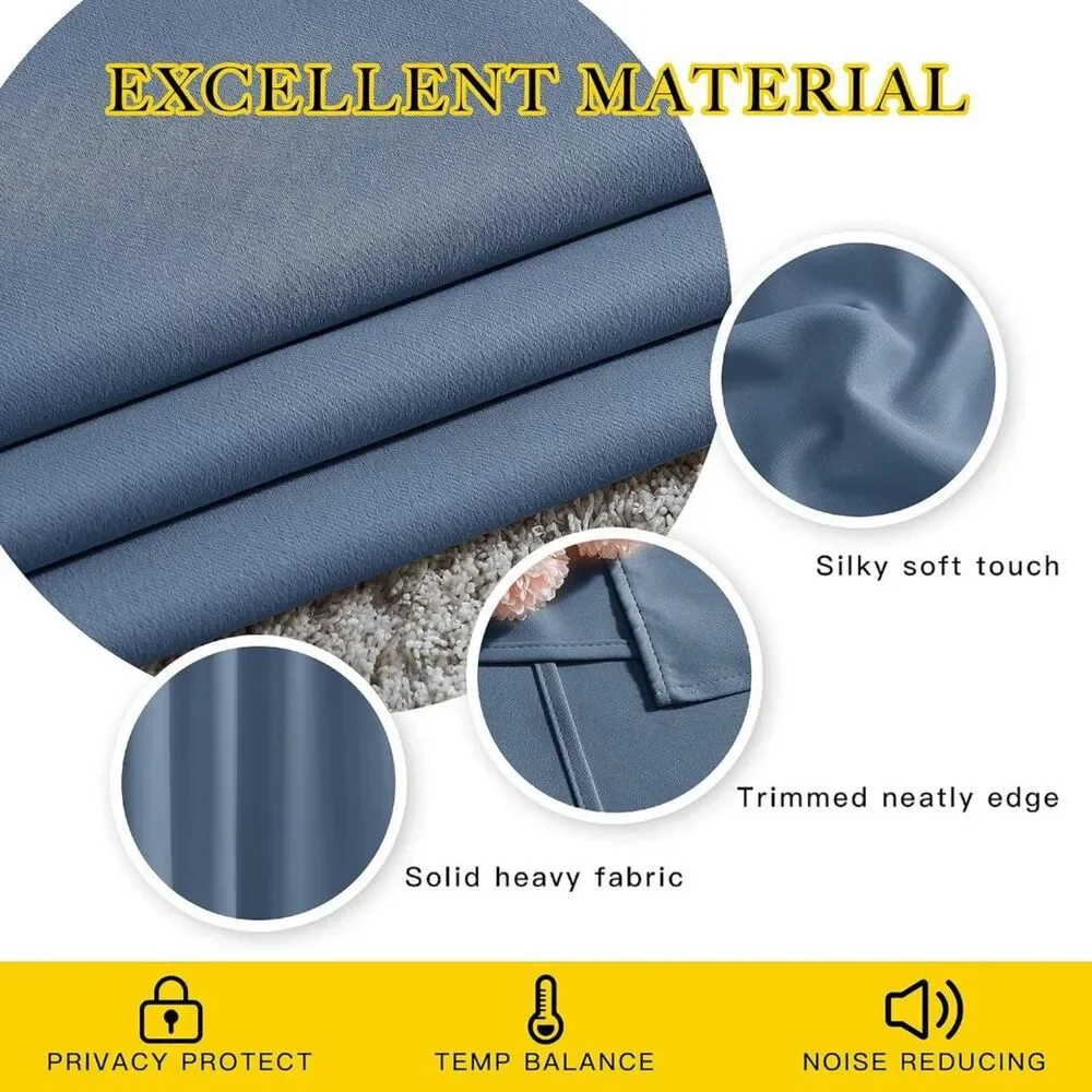 Brand New - Nicetown Stone Blue Thermal Blackout Curtains – Set of 2